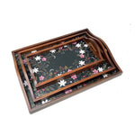Midnight Blooms Wooden Tray Set