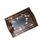 Midnight Blooms Wooden Tray Set