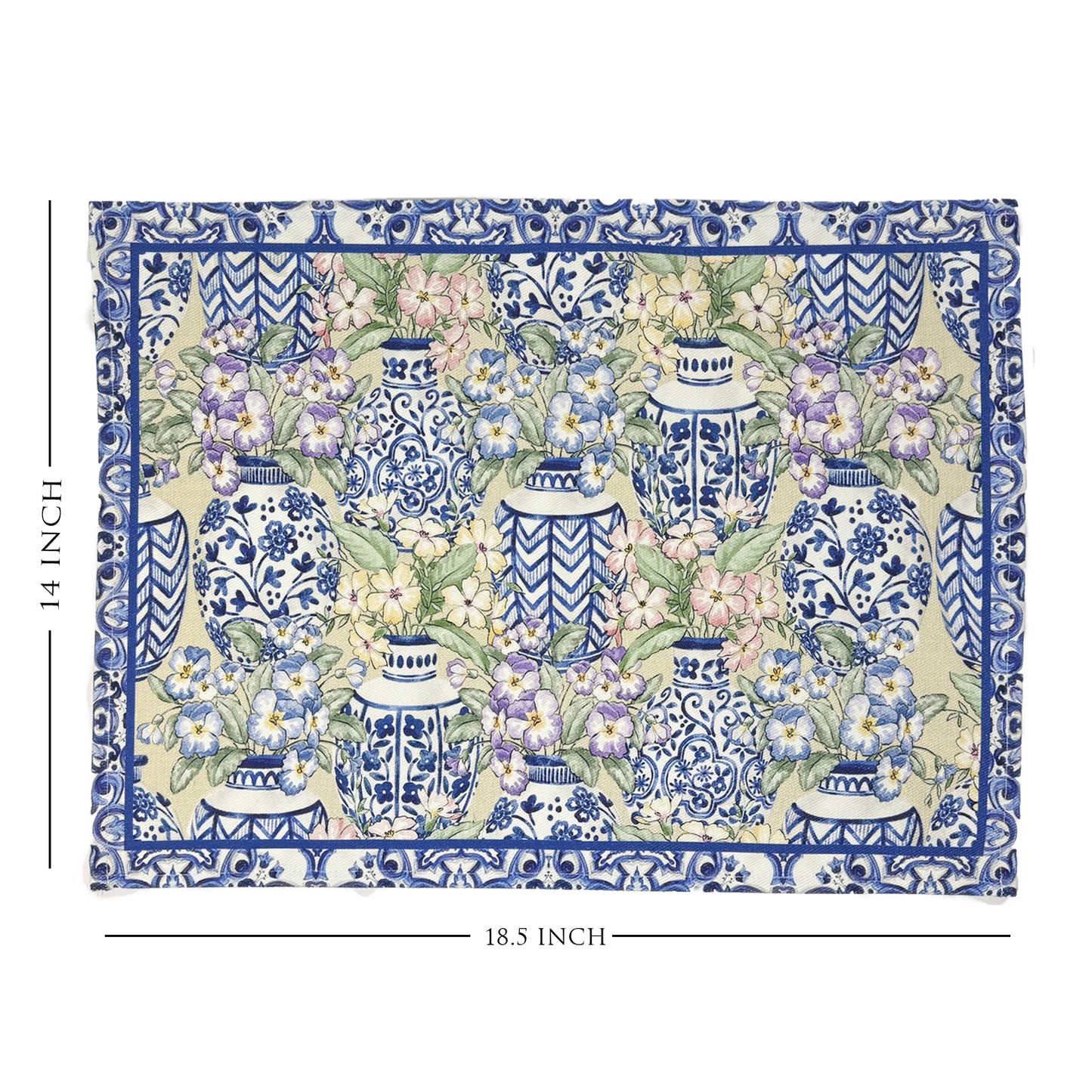 Blue Pottery Cotton Fabric Table mats (set of 2)