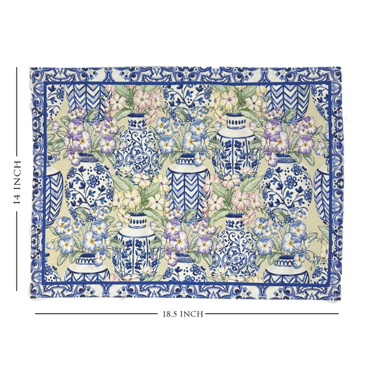 Blue Pottery Cotton Fabric Table mats (set of 2)