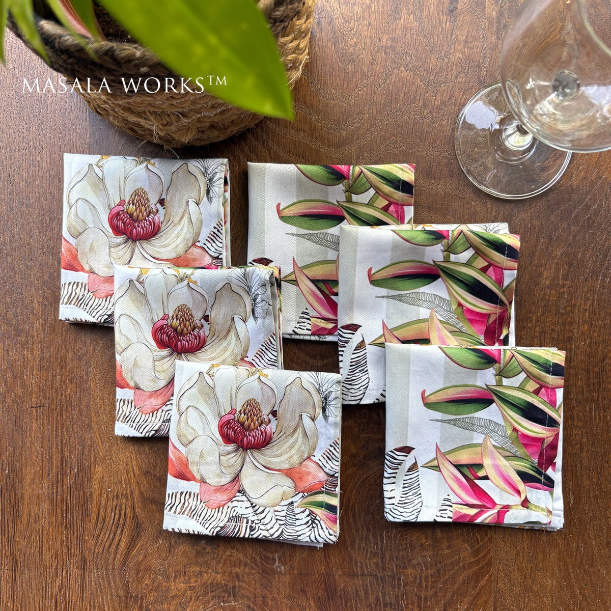 Tropical Hues Set Of 6 Coctail Napkins