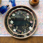 Midnight Blooms Enamel Round Tray