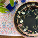Midnight Blooms Enamel Round Tray