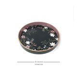 Midnight Blooms Enamel Round Tray
