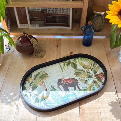 Tropical Elephant Oval Medium Tray