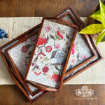 Ikat Floral Wooden Tray Set