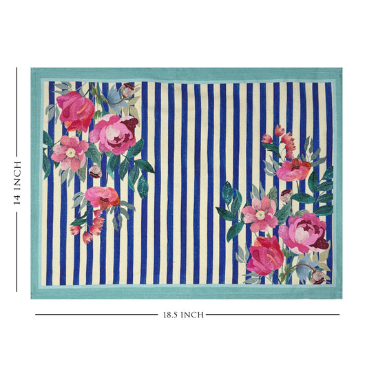 Stripes And Petal  Cotton Fabric Table mats (set of 2)