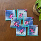 Stripes & Petal Set Of 6 Coctail Napkins