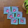 Stripes & Petal Set Of 6 Cocktail Napkins