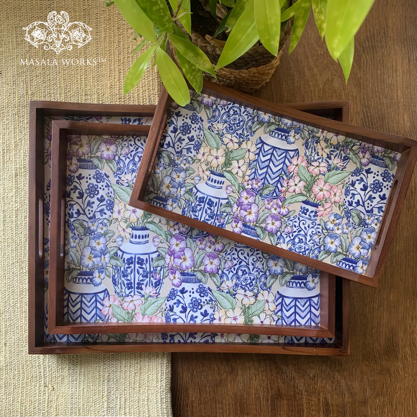 Blue Pottery Tray Set