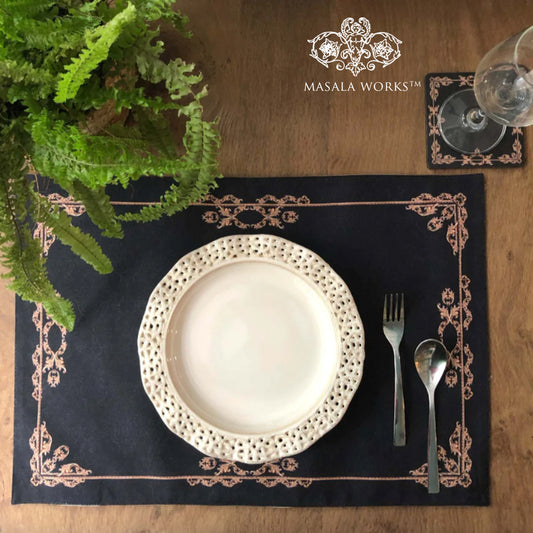 Slate Black Grunge Fabric Table mats (last set of 3)