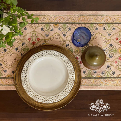 Floral Blush Cotton Table Runner