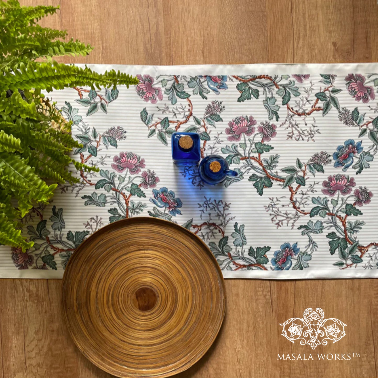 Striped Chintz Reversible Table Runner