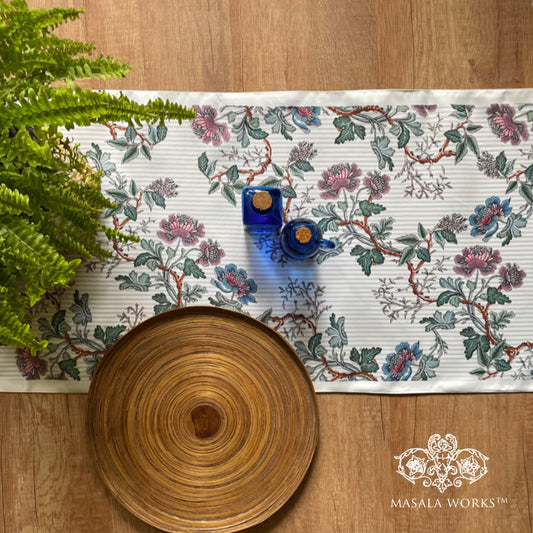 Striped Chintz Reversible Table Runner