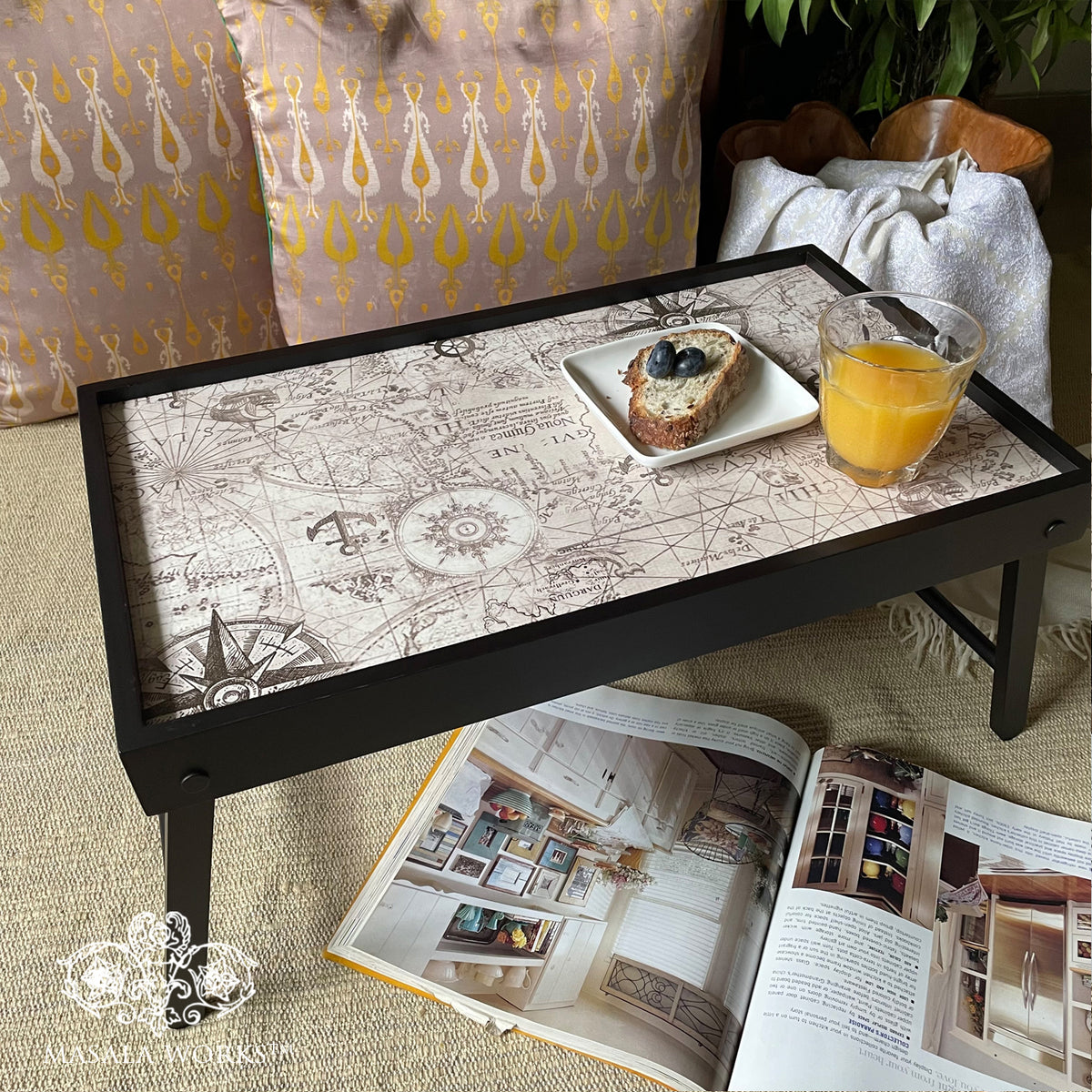 Nautical Map Folding Bed Tray