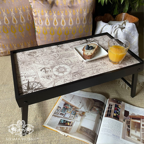 Nautical Map Folding Bed Tray