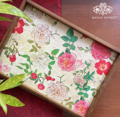 Enchanted Rose Garden Wooden  Medium Tray