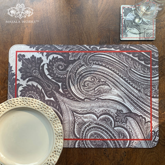 B&W Paisley Laminated Tablemat