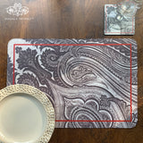 Monochrome Paisley Laminated Tablemat