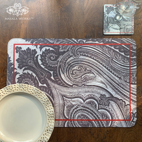 Monochrome Paisley Laminated Tablemat