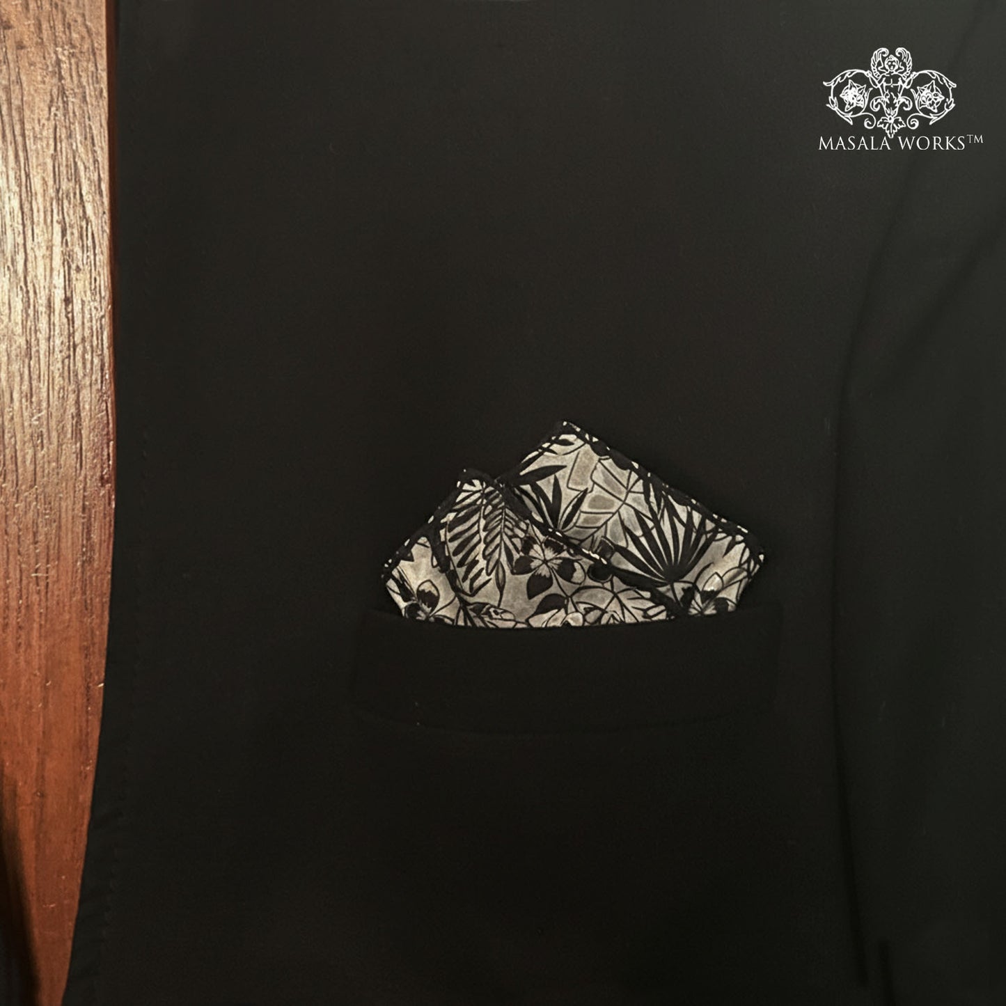 Monochrome Foliage Pocket Square