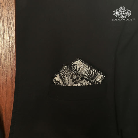 Monochrome Foliage Pocket Square