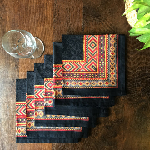 Contemporary Ikat Set Of 6 Table Napkins