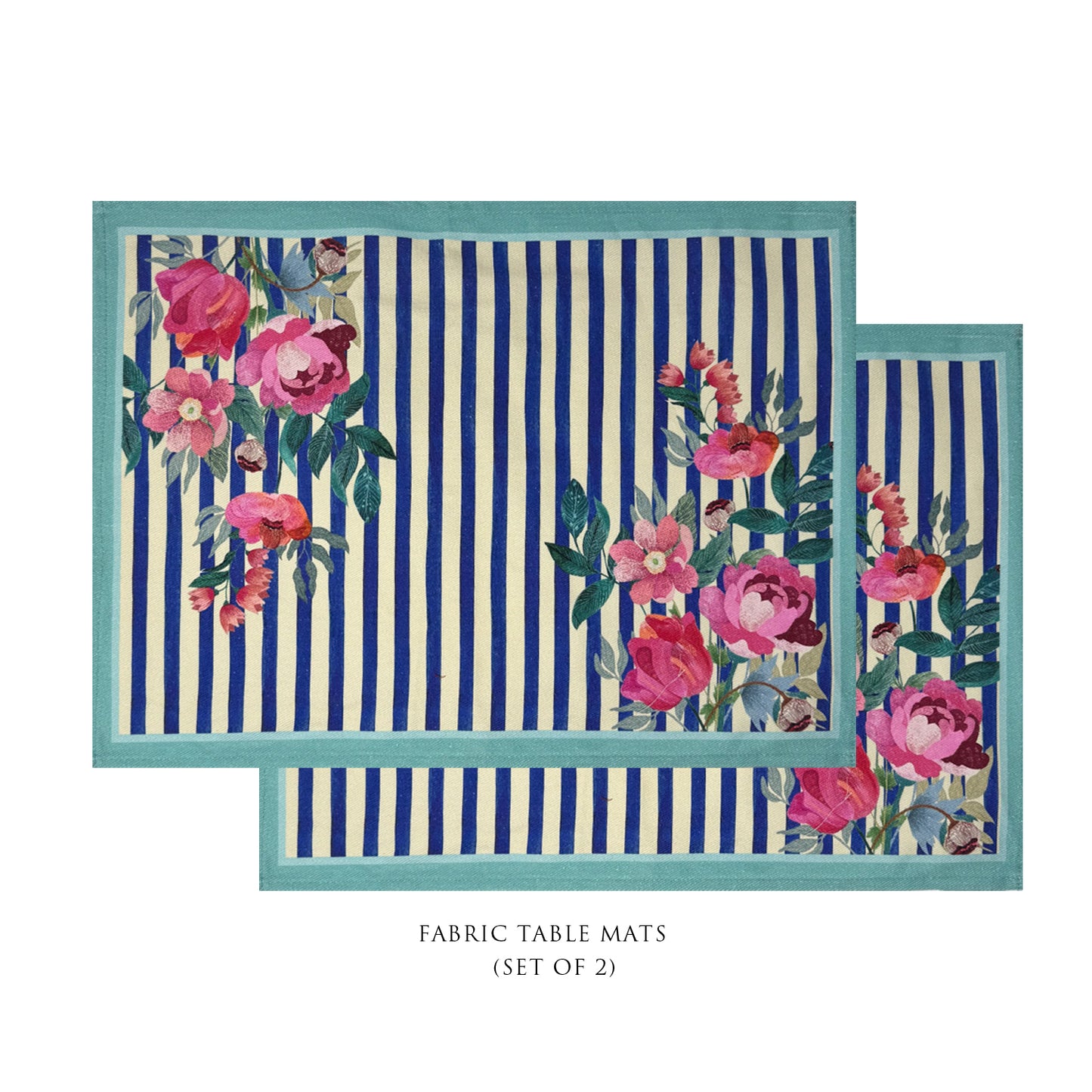 Stripes And Petal  Cotton Fabric Table mats (set of 2)