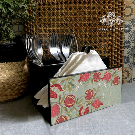 Pom Royale Cutlery Stand with Tissue Paper Holder