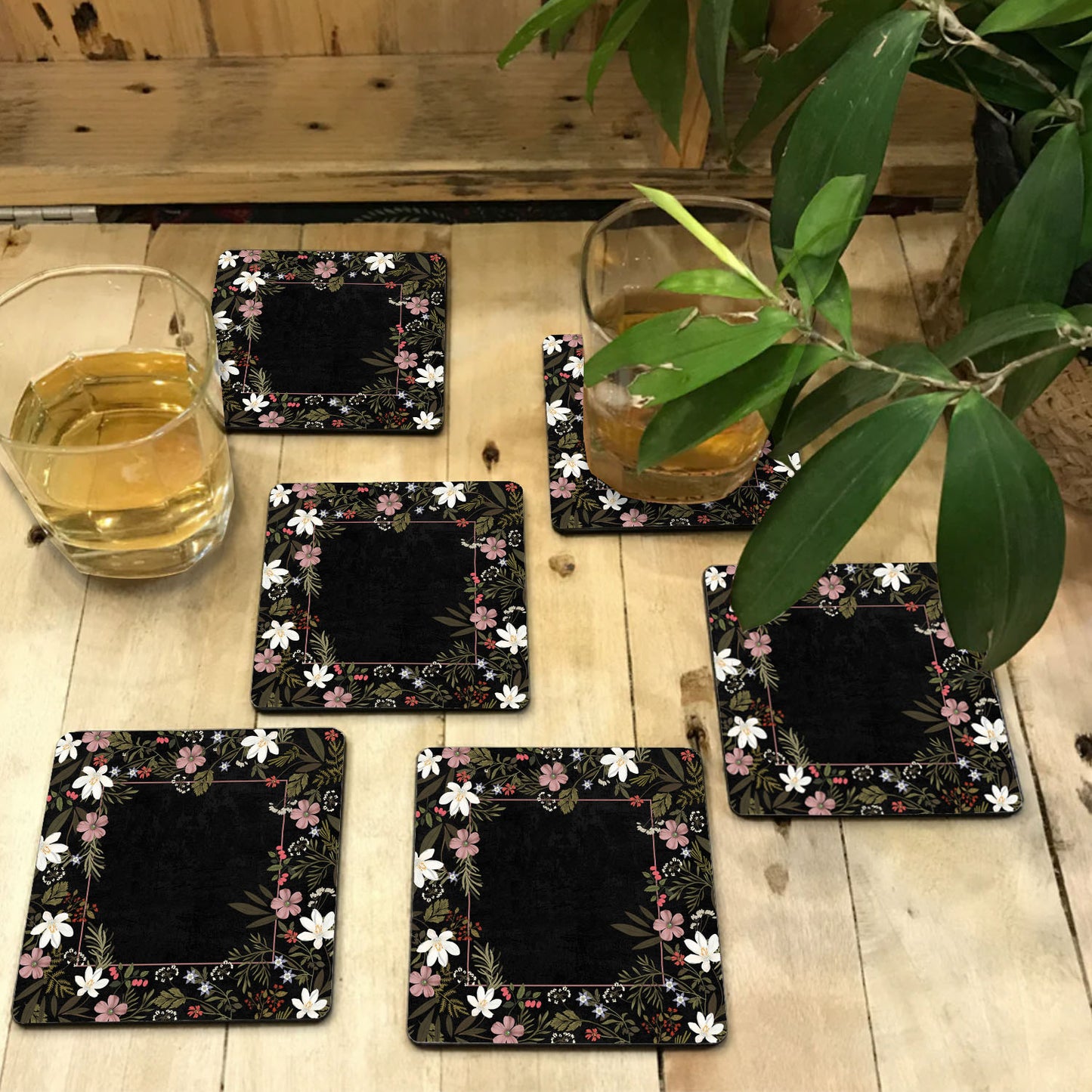 Midnight Blossom Coasters