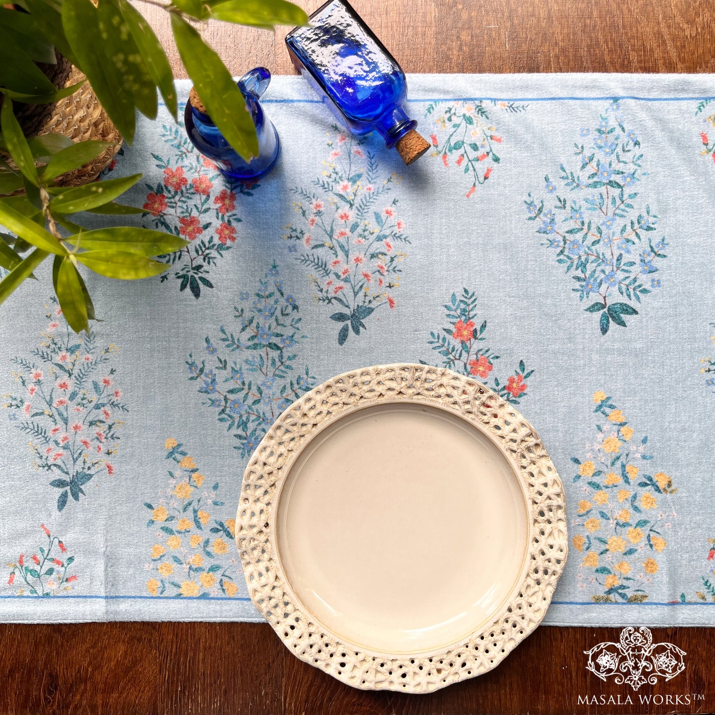 Floral Bushes Reversible Table Runner