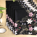 Midnight Blooms Set Of 6 Table Napkins