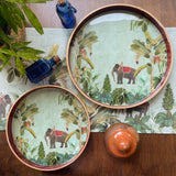 Tropical Elephant Enamel Round Tray