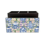Blue Pottery Cutlery Stand with Tissue Paper Holder