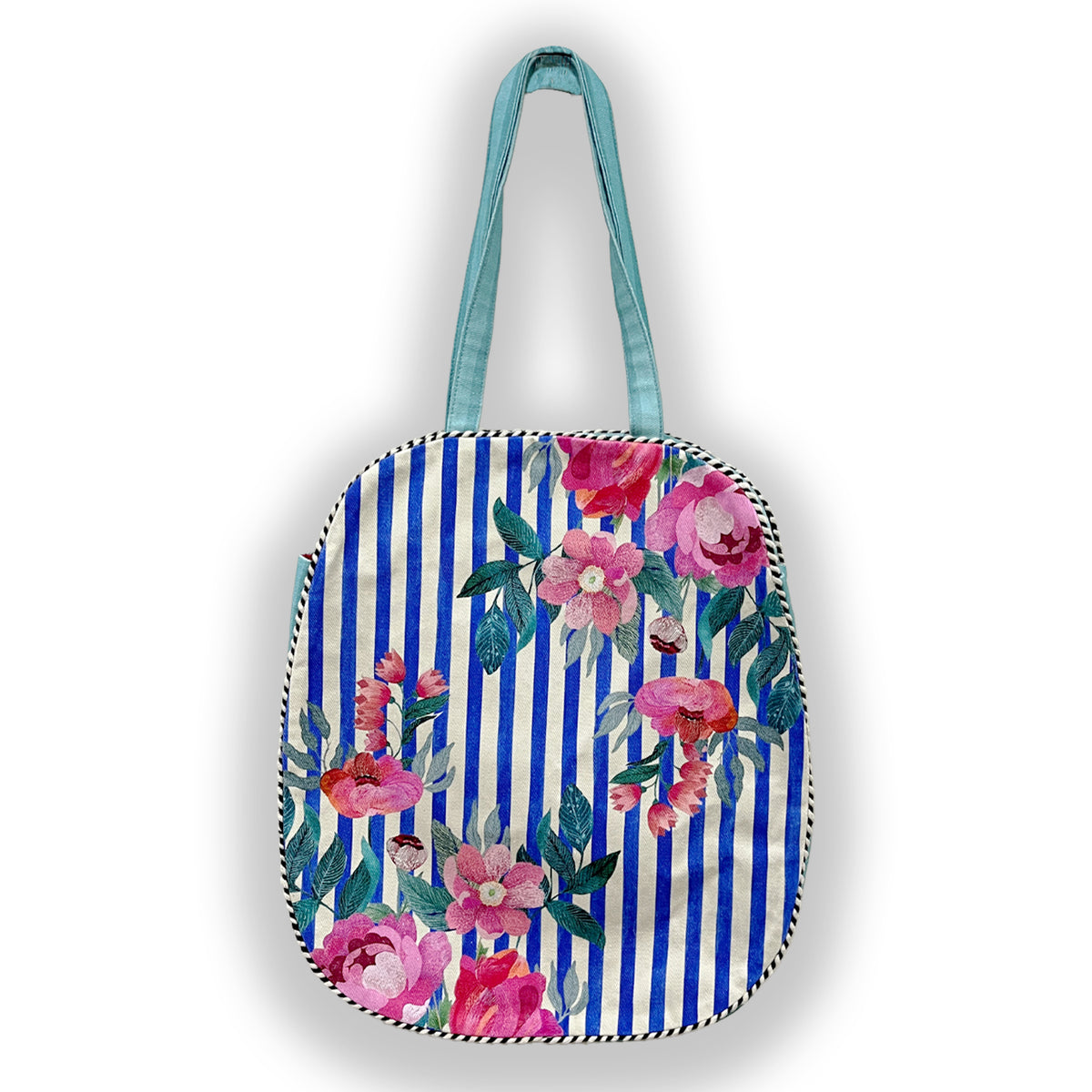 Stripes And Petal Oval Tote Bag