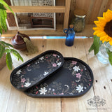 Midnight Bloom  Oval Tray Set