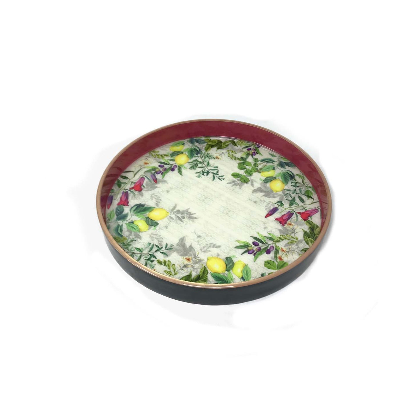 Lemon Enamel Round Tray