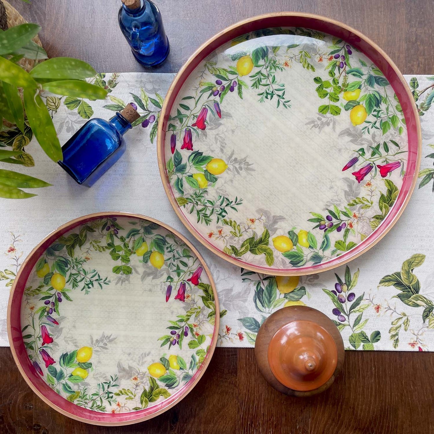 Lemon Enamel Round Tray