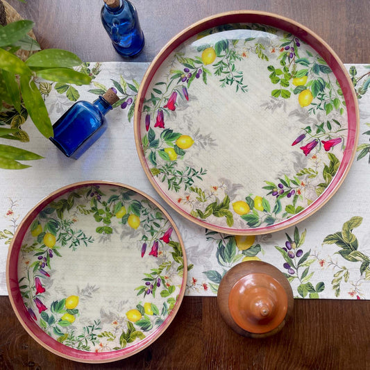 Lemon Enamel Round Tray