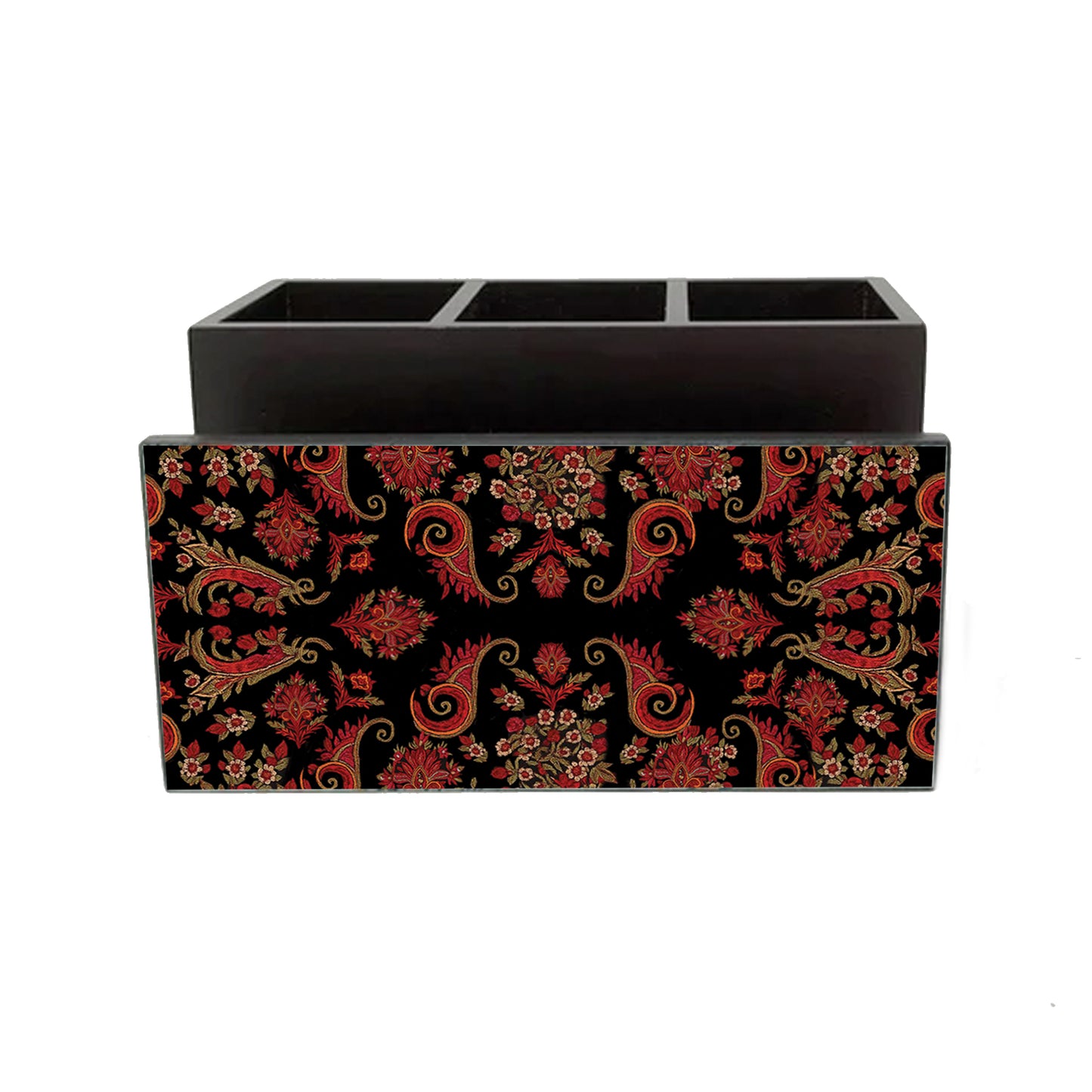 Black and white Paisley Cutlery Stand with Tissue Paper Holder
