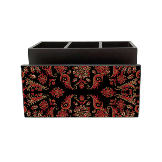 Black and white Paisley Cutlery Stand with Tissue Paper Holder