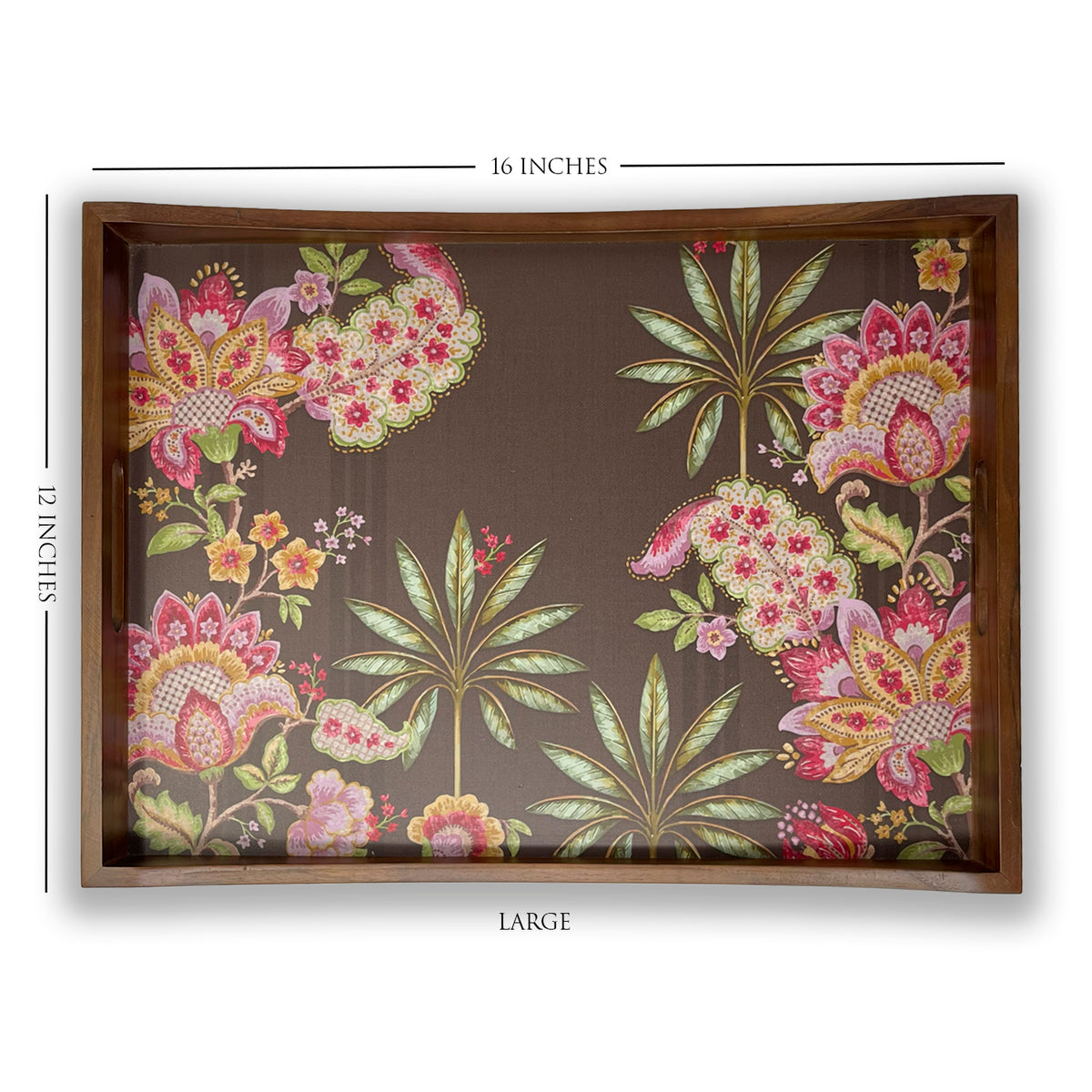 Vintage Mocha Floral Tray Set