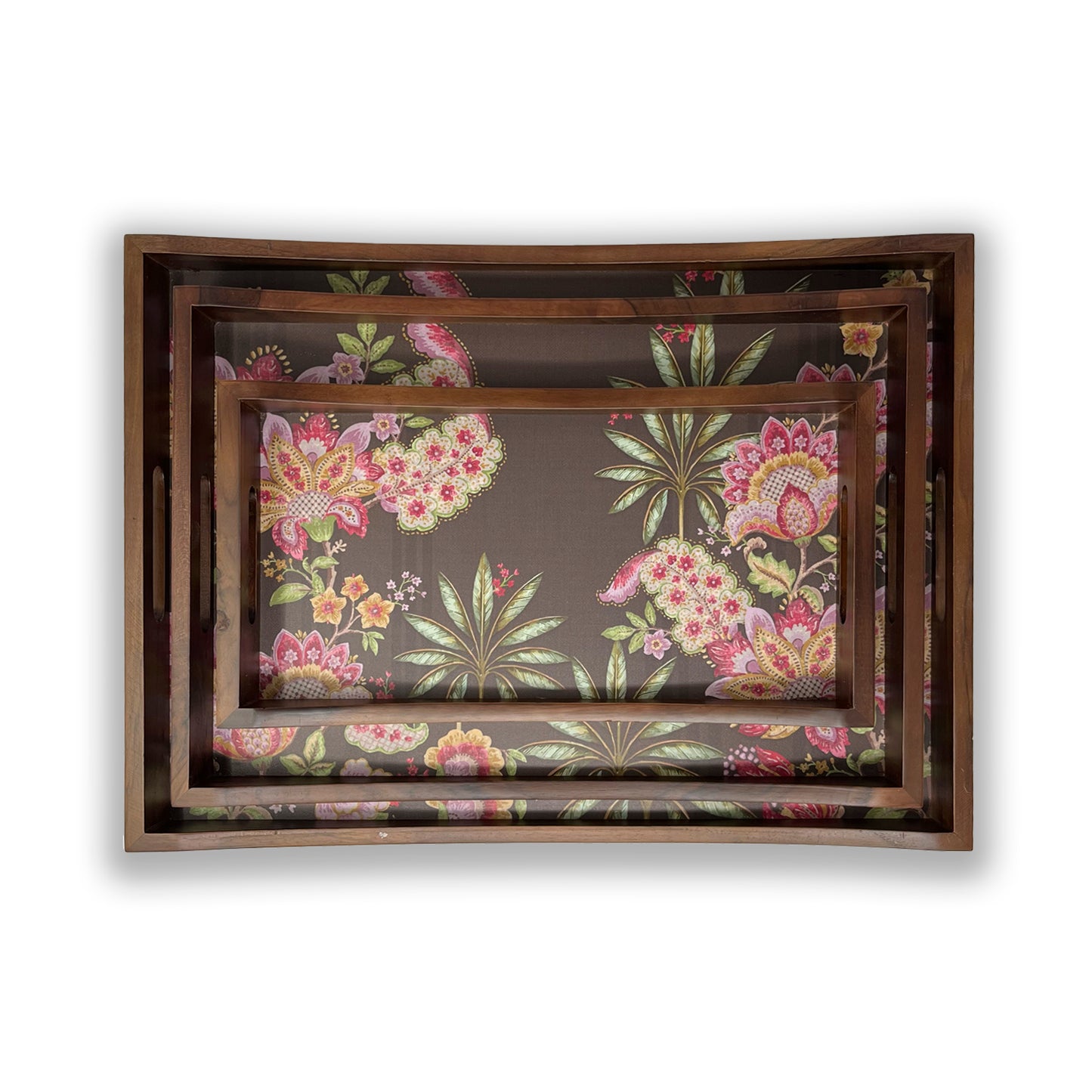 Vintage Mocha Floral Tray Set