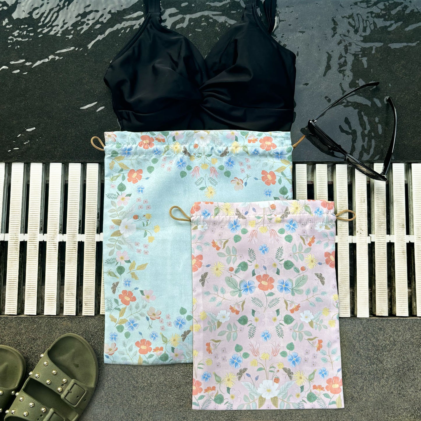 Pale Blossom Drawstring Pouches