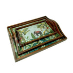 Tropical Elephant Wooden Tray Set