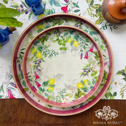 Lemon Enamel Round Tray