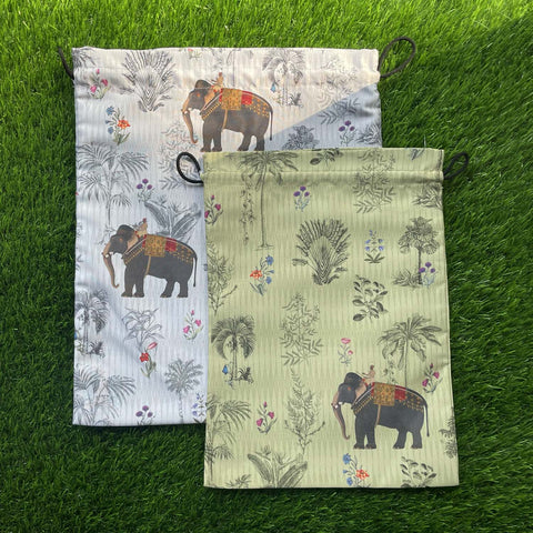 Majestic Elephant Drawstring Pouches