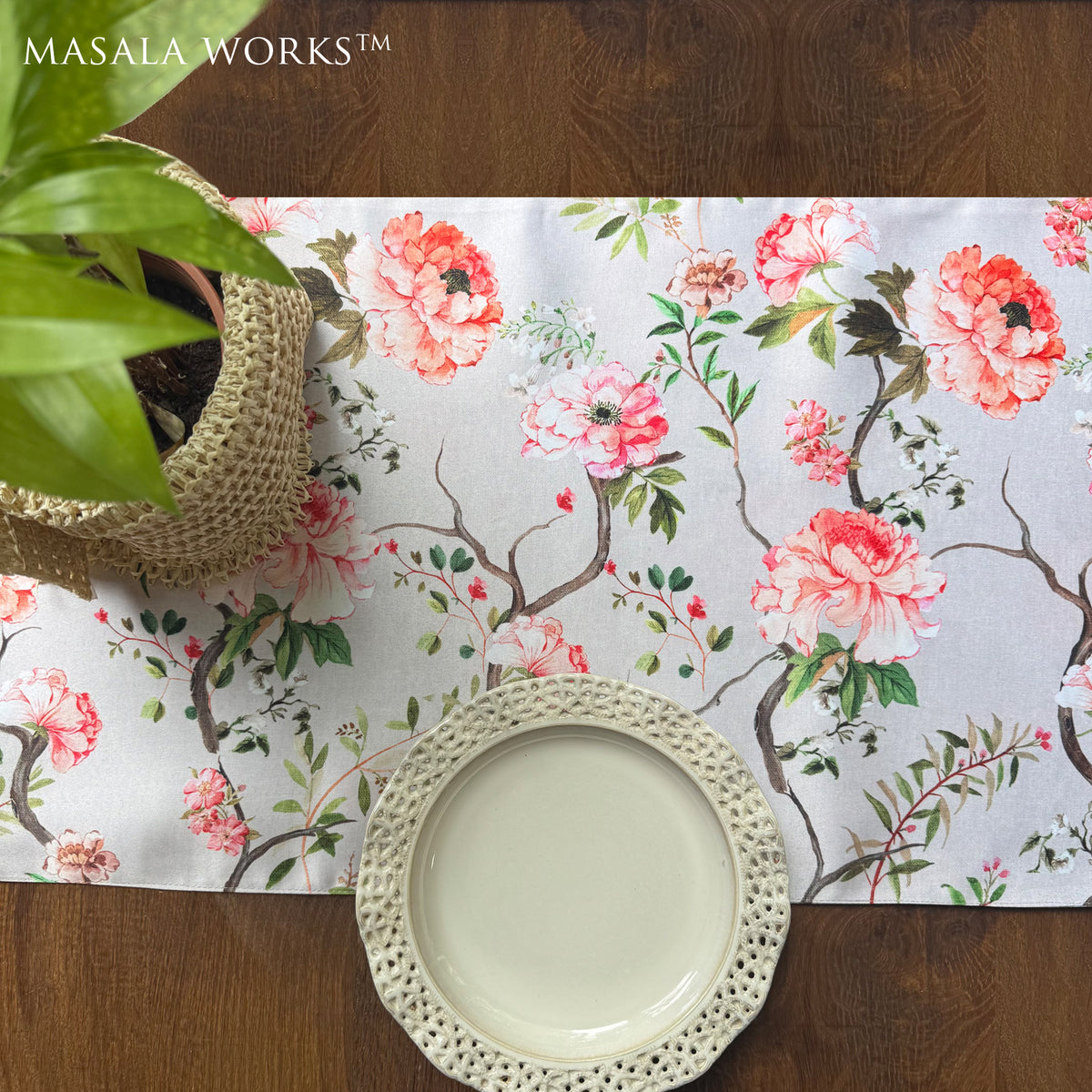 Peonys in Bloom Reversible Table Runner