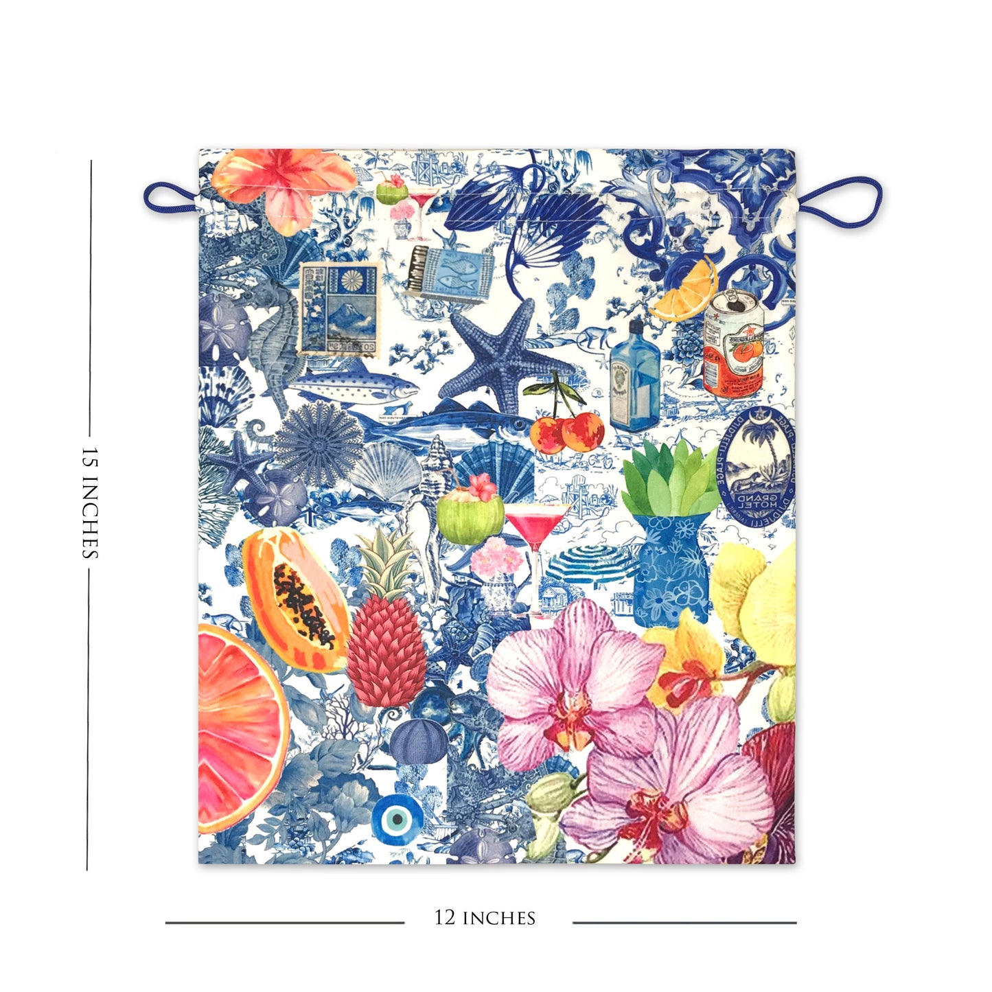 Radiant Garden On Ink Drawstring Pouches