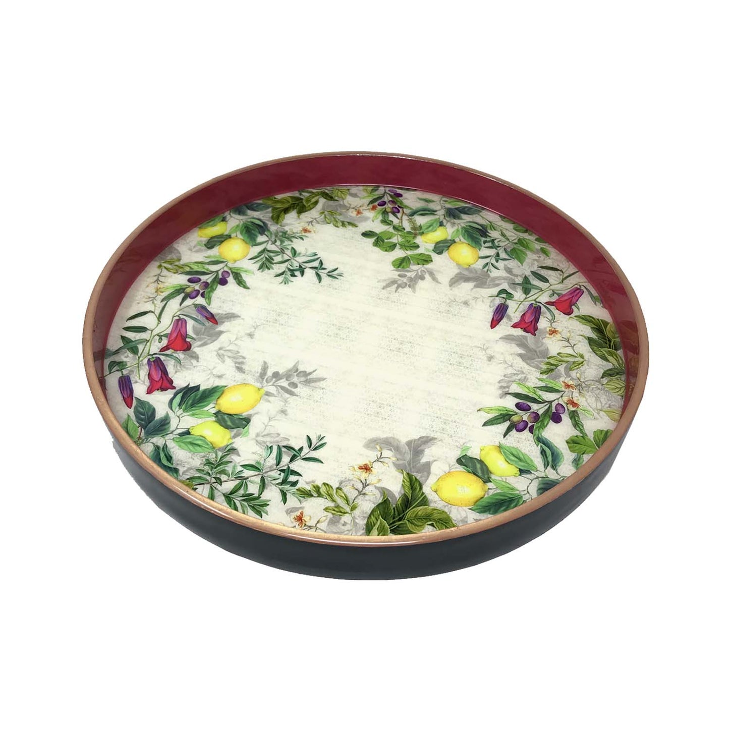 Lemon Enamel Round Tray